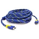 Кабель HDMI-HDMI 3.0 м v1.4 OD-8.0 мм 2 фильтра оплетка круглая Blue/Gold коннектор Blue