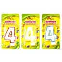 Свеча-цифра с цветным контуром и глиттером внутри, цифра 4, 4 шт. в упаковке