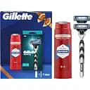 Подарунковий набір: станок для гоління чоловічий Gillette Mach3 з 2 змінними картриджами + гель для душу Old Spice 3-в-1 Whitewater 250 мл