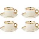 Набір чашок J-line 180 мл білий з золотим 4 шт. (49187)