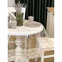 Силіконова скатертина з бежевим мереживом Блюмарин 10 см 240х160 см