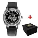 Наручний годинник жіночий 021-3D Де би не була Silver-Black-Black Leather Awarder acs0031877