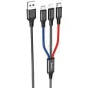 Кабель Hoco X76 3 in 1 Super charging cable iP + Type-C + Micro Чорний