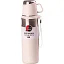 Термос 600 мл с чашкой и ремешком, белый Happy Life HPGM80155W