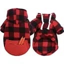 Худі Ginger для тварин 5/XL Клітинка з кишенею червоне