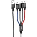 Кабель Hoco X76 4 in 1 Super charging cable iP + iP + Type-C + Micro Чорний
