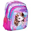 Дитячий рюкзак FG240502004A з трьома відділеннями та боковими кишенями, рожевий з принтом, розмір 39×28×14 см