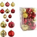 Набір новорічних прикрас 34 кульки на ялинку різної текстури, золотого та червоного кольору (160785)