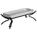 Фарфоровое сервировочное блюдо на металлической подставке 25×10.5×9 (см) блюдо для подачи закусок Белый с черным Yiwu LB-1566B