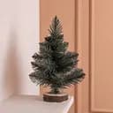 Штучна новорічна декоративна міні ялинка «Полонинська» блакитна на дерев'яній підставці 25 см Lugi SOK-M-03-1-1