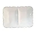 Менажница фарфоровая на 2 секции для закусок 20×14×3.5 (см) тарелка прямоугольная для сервировки Белый Yiwu 120-YH-HG017
