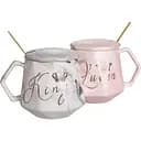 Парные чашки фарфоровые King & Queen 400 мл с крышками FM-31