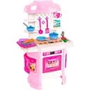 Детский игрушечный набор, интерактивная кухня с подсветкой, звуковыми эффектами и паром, розового цвета