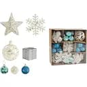 Набір новорічних прикрас 52 іграшки на ялинку різної форми, блакитного та білого кольору (161287)