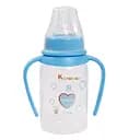Пляшка для годування Курносики, з ручками, з силіконовою соскою, 125 мл, блакитний (7003 гол)