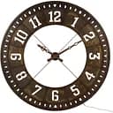 Настінні годинники J-line круглі з лід-підсвічуванням в стильному металевому корпусі коричневого кольору з арабськими цифрами 144 см (8179)