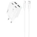 МЗП Hoco N55 Fundador PD20W four-port (2USB-A/2C) + кабель Type-C to Lightning White