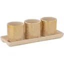 Кашпо J-Line золотого кольору комплект із трьох штук на підставці 27х10х9 см (7134)