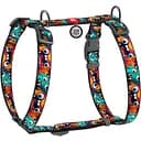 Шлея для собак Waudog Nylon Зубастые монстры анатомическая H-образная с QR паспортом S 30-40 см