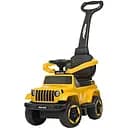 Каталка-толокар M 4288-6, сигнал, підставка для ніг, батьківська ручка, пластик, жовтий