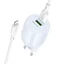 МЗП Borofone BA93A Lustrous PD20W+QC3.0 (1USB-A/1C) + кабель Type-C to Lightning Blue