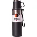 Термос с чашкой и ремешком 600 мл, серый Happy Life HPGM80155G