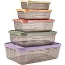 Набор пластиковых контейнеров Herevin Rectangular Storage Bowl Set-2024 Colours 5 шт. (163333-150)