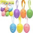 Набір яйця декоративні гліттер з стрічкою, 6 см, 6 шт., HA-408