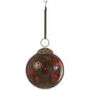 Ялинкові скляні кулі J-line червоного кольору з леопардовим принтом 8 см 8 шт. (35623)