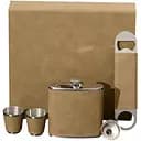 Шкіряний набір із флягою Whiskey Stones у коричневому кольорі та подарунковій коробці з ложементом