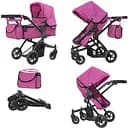 Коляска для ляльки 2в1 CARRELLO MAESTRO, 52.5x15x38 см, 9651B+BAG ROSE RED