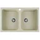Кухонна мийка Platinum 7648W Twin гранітна глянцева з кріпленням 76x48 см айворі (000027516)