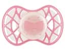Силиконовая симметричная пустышка Nuvita Air55 Cool Бант, светится в темноте, 6-12 мес., розовый (NV7085GF)