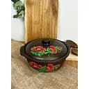 Котел с крышкой керамический (глиняный) резной Мак 3 л