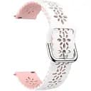 Ремешок для Xiaomi Haylou LS01LS02 - бело-розовый ширина крепления 20мм силикон Watchbands Flower (W38-4WB60627073)