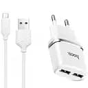 МЗП Hoco C12 Charger + Cable (Micro) 2.4A 2USB Білий