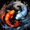 Набір для розпису по номерах Символічний образ риб, Strateg, на чорному фоні, 40x40 см, AV4040-50