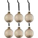 Елочные стеклянные шары J-line прозрачные коричневого цвета с глиттером диаметр 8 см (27756)