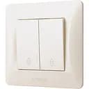 Выключатель двухклавишный Videx Binera кремовый проходной (VF-BNSW2P-CR)
