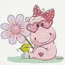 Картина за номерами ArtCraft Бегемотик з квіткою 30x30 см (15539-AC)