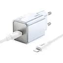 Сетевое зарядное устройство Hoco N47 GaN PD30W Type-C + кабель Type-C Lightning голубой