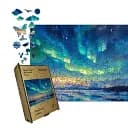 Деревянный фигурный пазл Северное Сияние, А2, Картонная коробка 300+ элементов