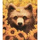 Набір для розпису по номерах Ведмідь серед соняшників, Strateg, 40x50 см, VA-4666
