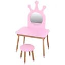 Детский столик-трюмо Bambi 03-01PINK-BOX Корона с деревянным стульчиком и зеркалом розовый