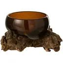 Ваза J-line манго стеклянная фигурная коричневая на дереве 9х14 см (42341)