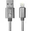 Кабель PowerPlant USB - Lightning, 1м, нейлон, металлический штекер, серый - миниатюра 1