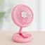 Мини вентилятор на аккумуляторе Mini Fan розовый, складной с USB, настольный - миниатюра 1