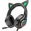 Ігрові дротові навушники Hoco W107 Cute Cat Ear, USB, 3.5mm, 2m, Black-Green - мініатюра 1