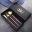 Набор столовых приборов 8399 3 предмета золотистый с розовым - миниатюра 1