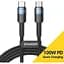 Кабель Essager USB Type-C to Type-C PD 100W 20V 5A Fast Charging 1м Black (ES-X18) (EXCTT1-XC01) - миниатюра 1